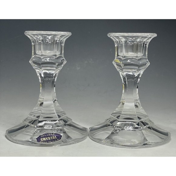 Vintage Pair of USA Leaded Crystal Candlestick Holders Candle Sticks American - Picture 3 of 8